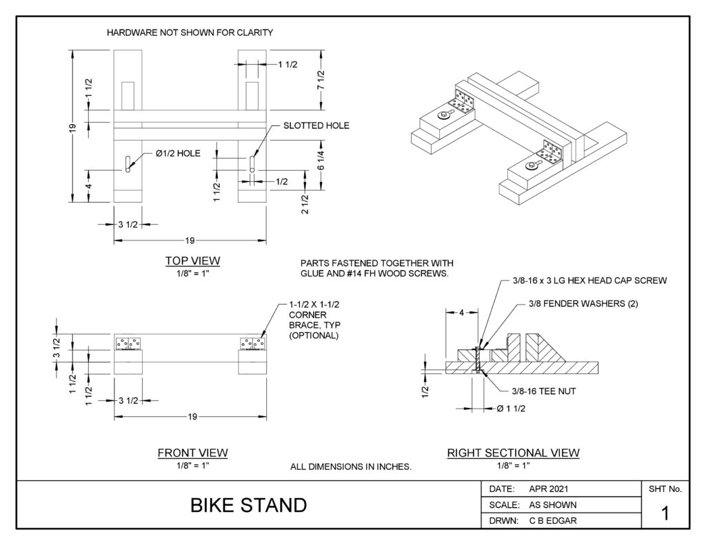 Drawing of bicycle stand