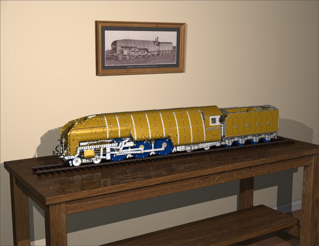 CAD render of Meccano 4-6-4 LNER Class W1 No 10000 steam locomotive