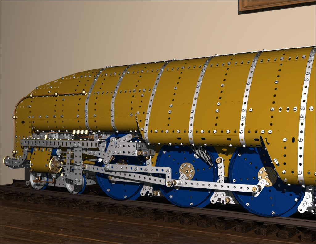 CAD render of Meccano 4-6-4 LNER Class W1 No 10000 steam locomotive