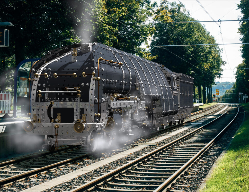 CAD render of Meccano 4-6-4 LNER Class W1 No 10000 steam locomotive