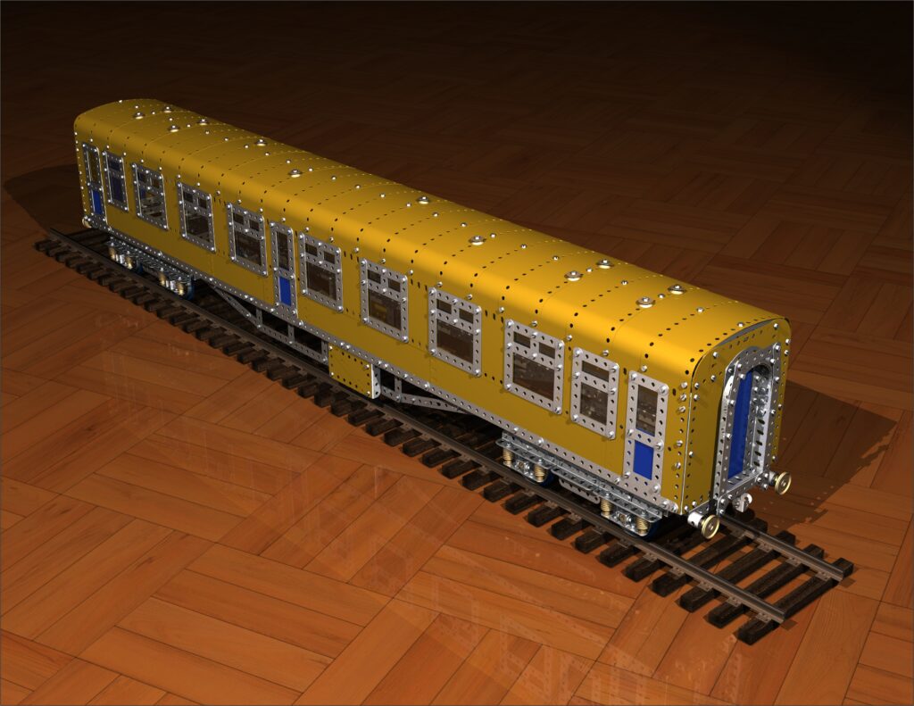 CAD render of Meccano British Railways Mark 1 passenger carriage