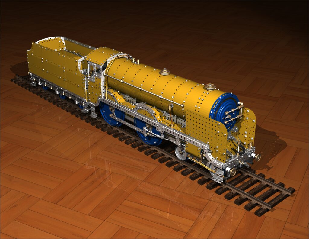 CAD render of Meccano 4-4-0 No 926 Repton steam locomotive