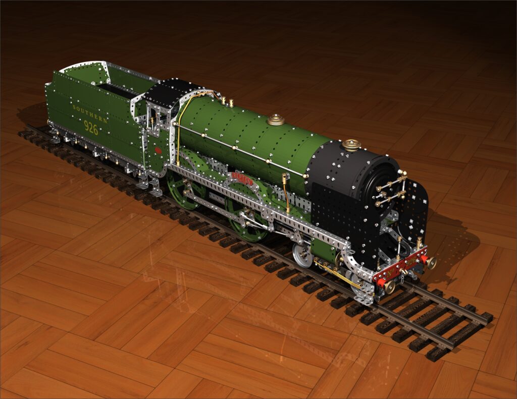 CAD render of Meccano 4-4-0 No 926 Repton steam locomotive