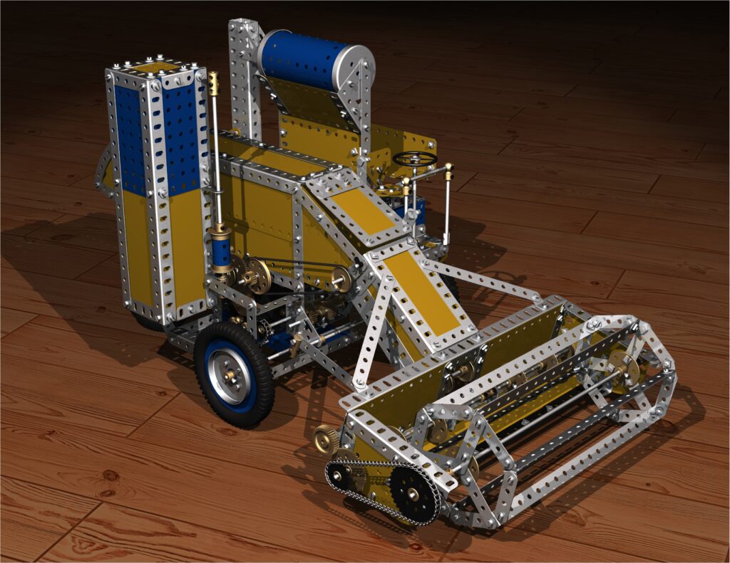 CAD render of Meccano combine harvester