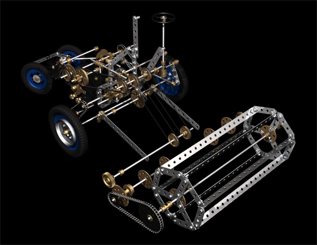 CAD render of Meccano combine harvester