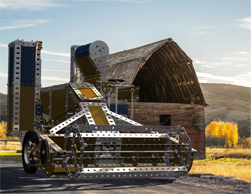 CAD render of Meccano combine harvester
