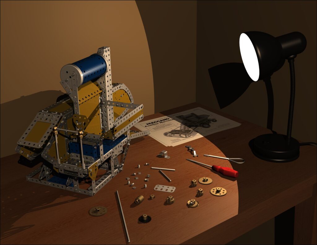 CAD render of Meccano combine harvester