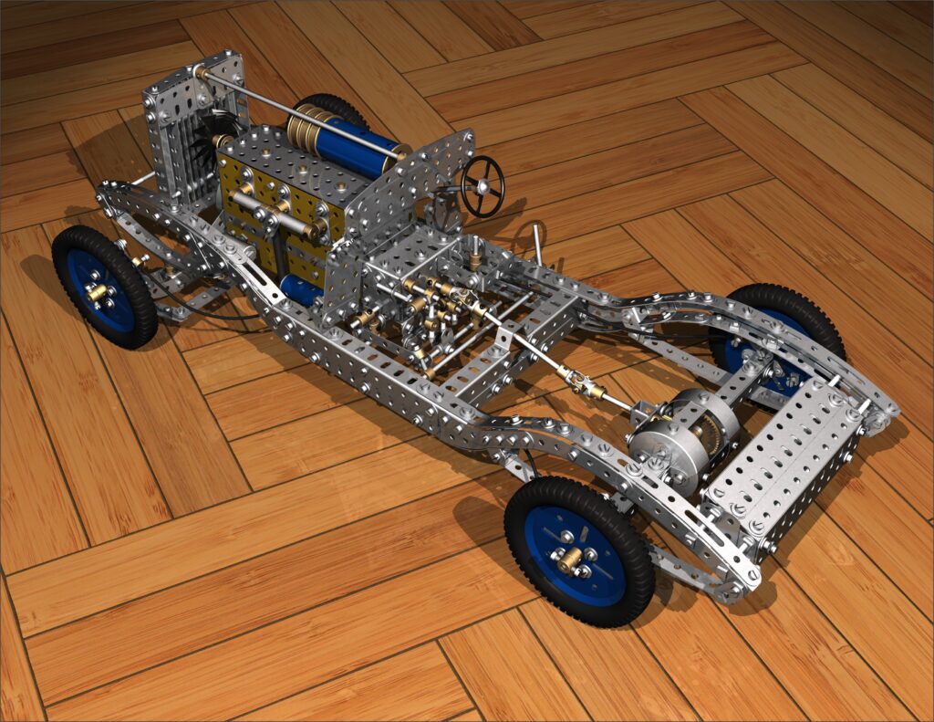 CAD render of Meccano 1933 Bentley car chassis