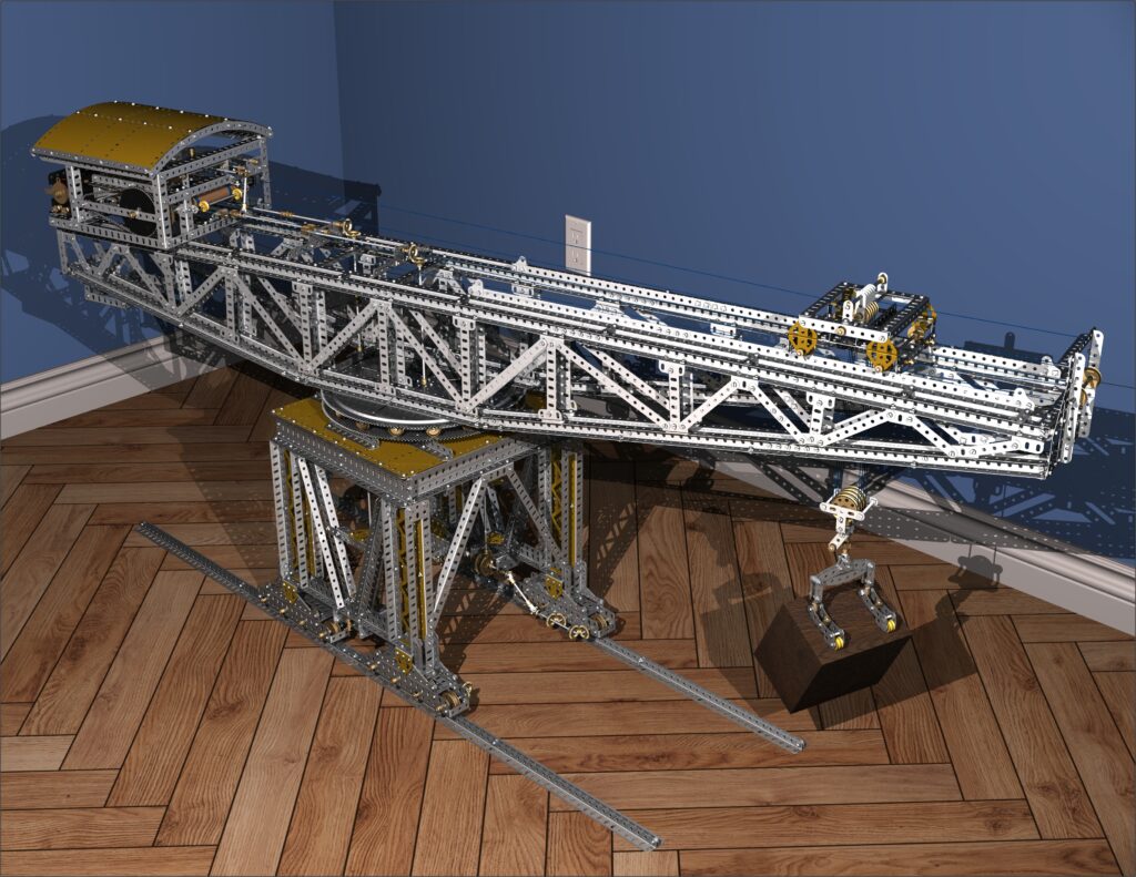 CAD render of Meccano giant block-setting crane