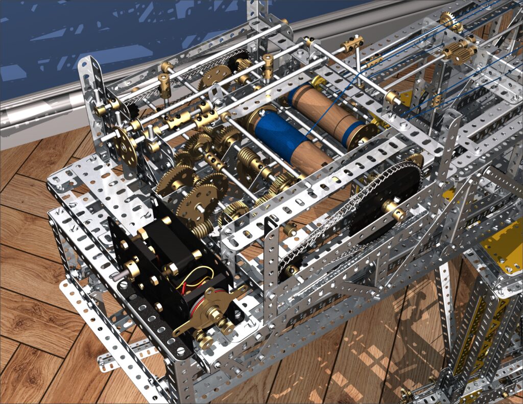 CAD render of Meccano giant block-setting crane