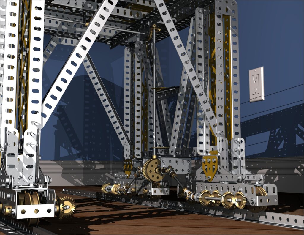 CAD render of Meccano giant block-setting crane