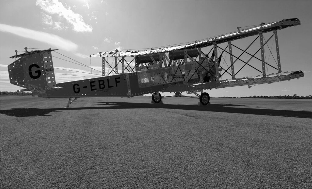 CAD render of Meccano Argosy Mk1 three-engine biplane