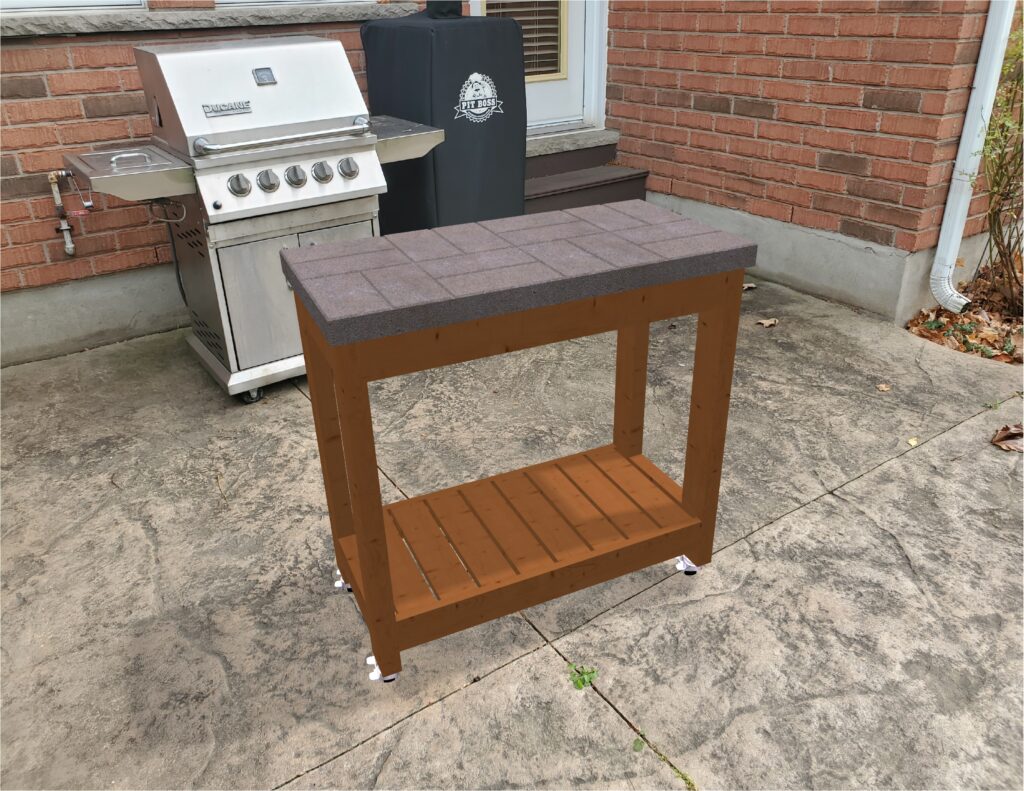 CAD rendering of pizza oven table