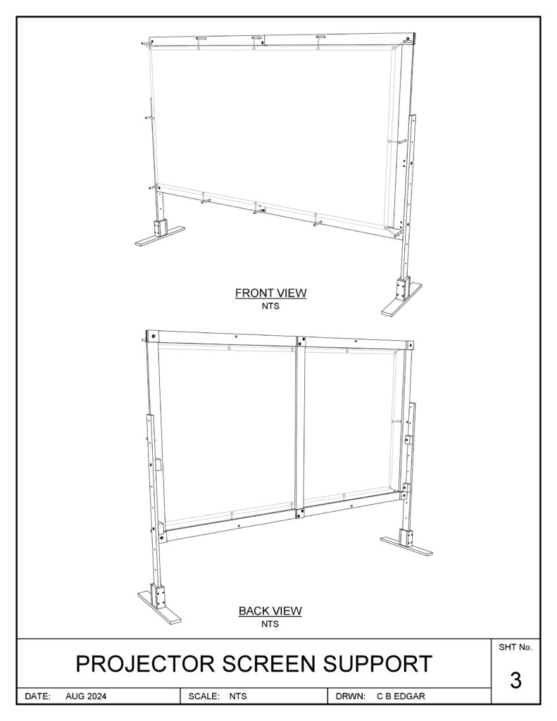 Drawing of projector screen support
