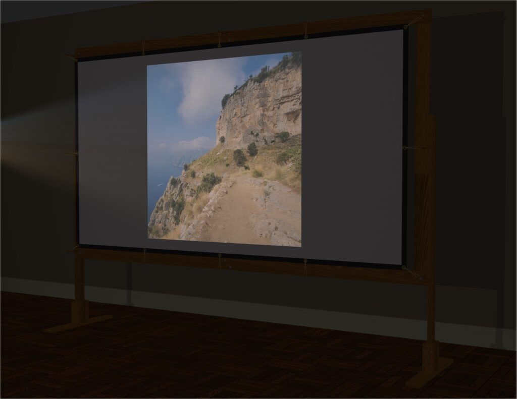 CAD rendering of projector screen support